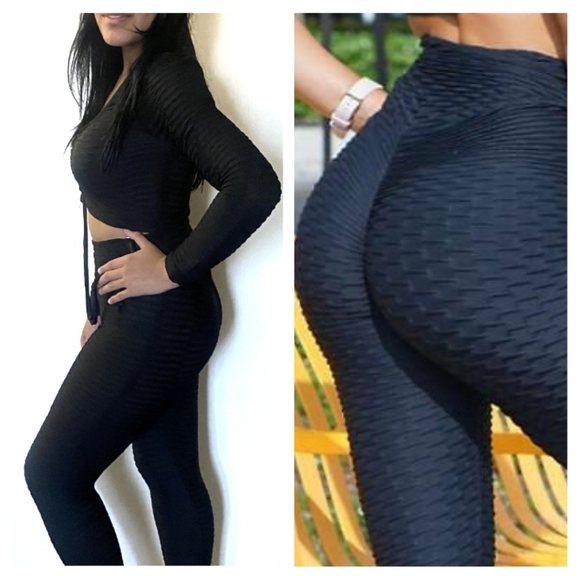 Honeycomb Ruched, Booty Lift Leggings Set - Picture 7 of 7